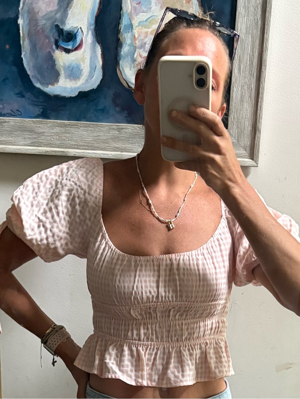 Elodie Soft Pink Puff-Sleeve Peplum Top
